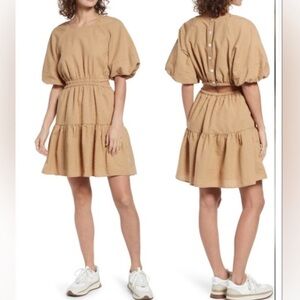 Madewell Seed Khaki Tiered Mini Skirt